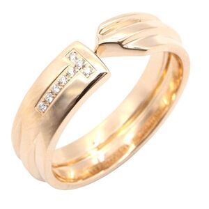 Tiffany & Co T Modern Key Diamond Ring K18PG